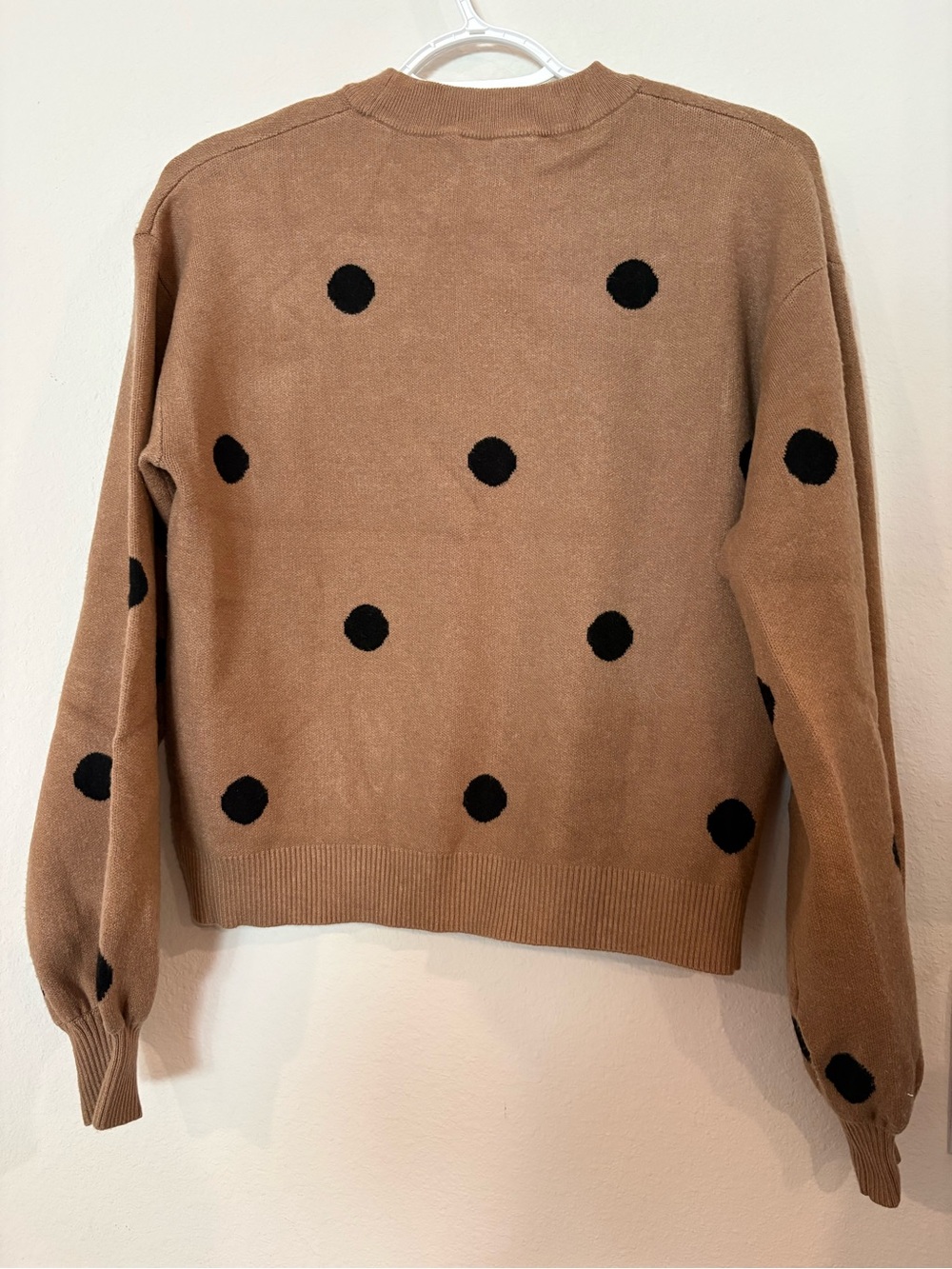 Vici Brown Crewneck Sweater with Black Polka Dots - Picture 2 of 4